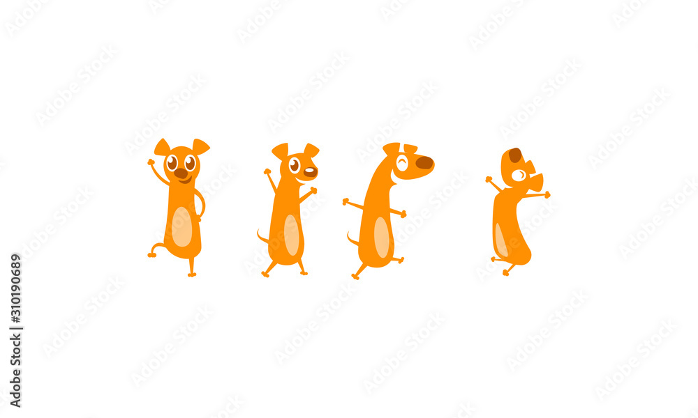 Fototapeta premium set of funny dogs. red dogs - vector