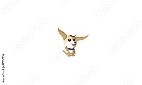 the fox stands and waves his hand. Fennec fox. - vector