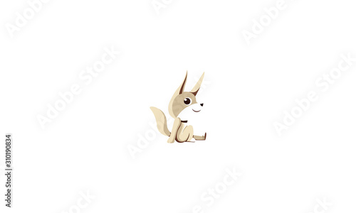 the fox is sitting. Fennec fox. - vector