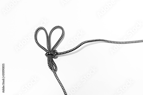 A bunny ears knot on white background