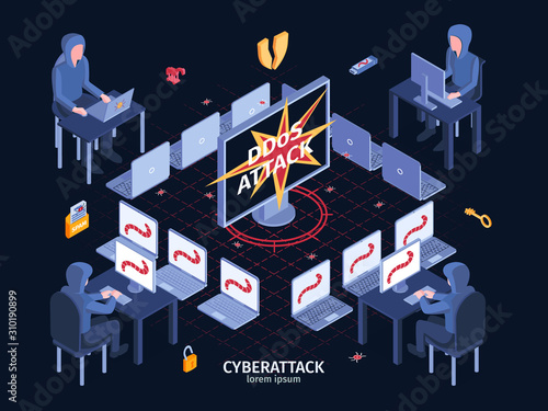 DDoS Attack Isometric Composition