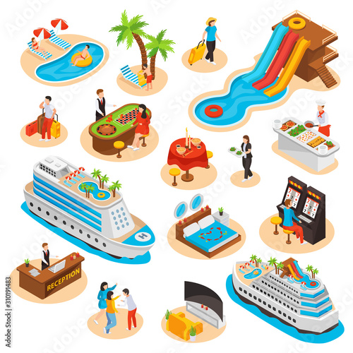 Sea Cruise Isometric Icons