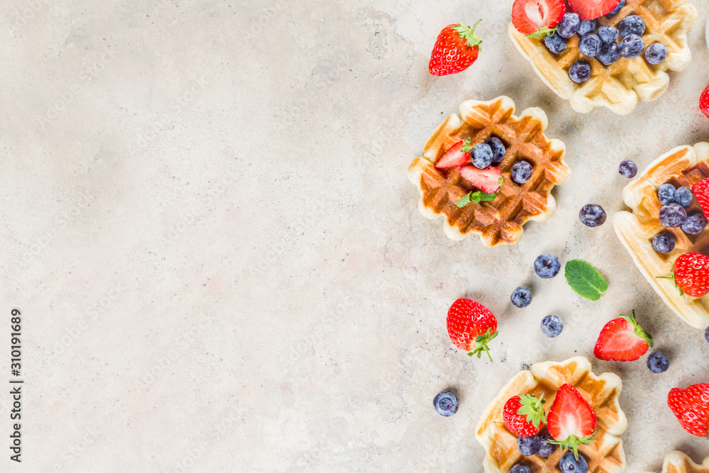 Sweet Homemade Belgian Waffles with Berries