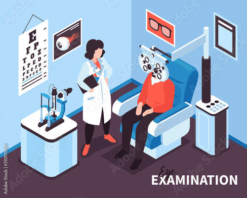 Isometric Ophthalmologist Office Composition