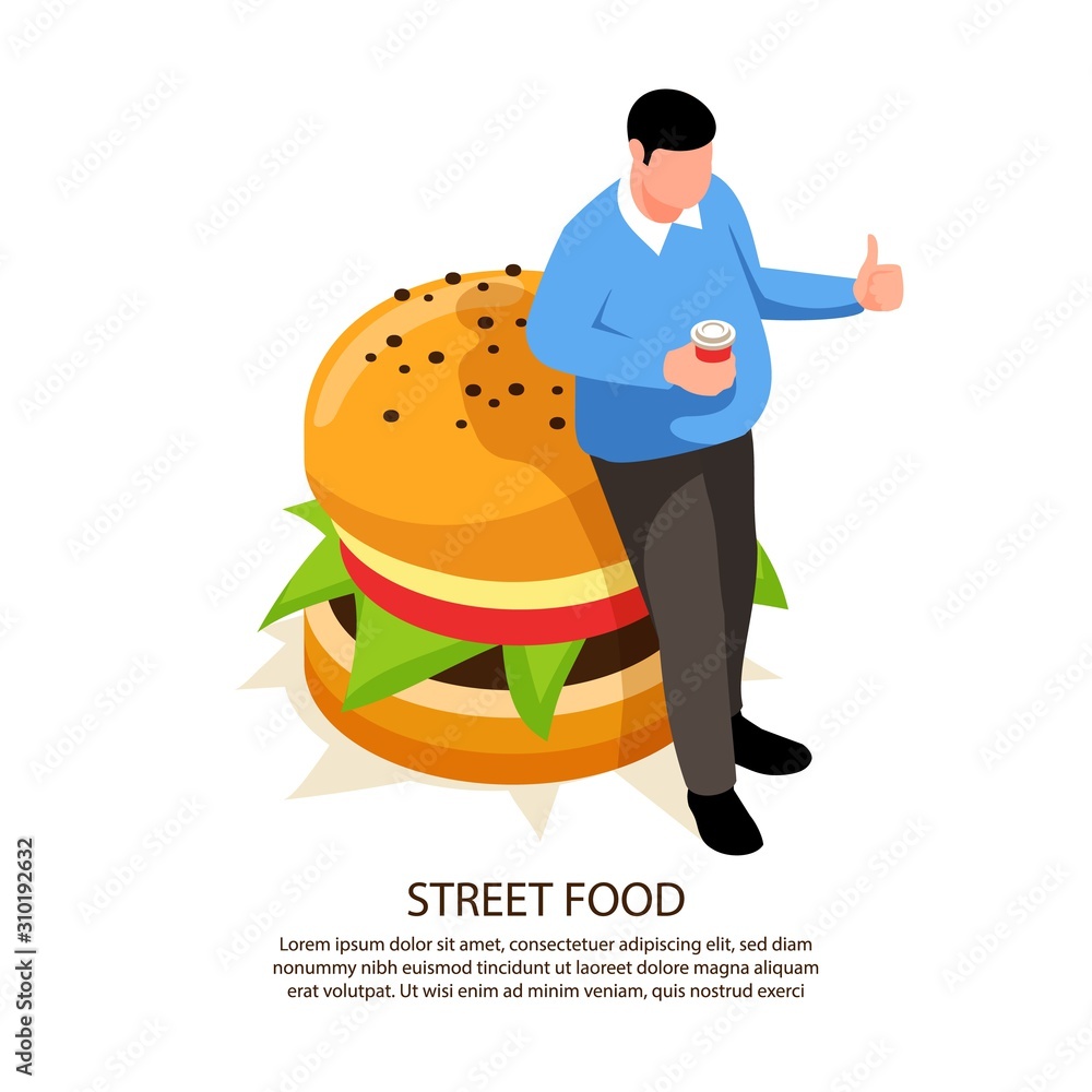 Burger Man Isometric Background Burger Man Isometric Background