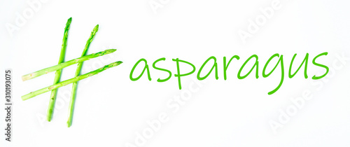 conceptual idea, hashtag made of asparagus, healthy food, green food, hashtag health.