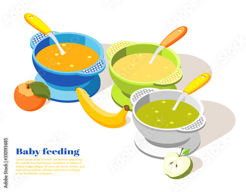 Baby Feeding Isometric  Background