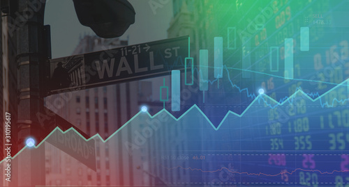 wallstreet of chart and candle stick background photo