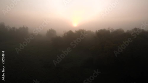 The remain of the reef of the ancient sea, composed of limestone - shikhan Yuraktau. Indian summer in the floodplain of the Belaya River. Aerial view. photo