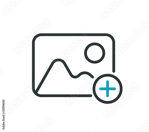 Add photo line icon. Vector illustration.