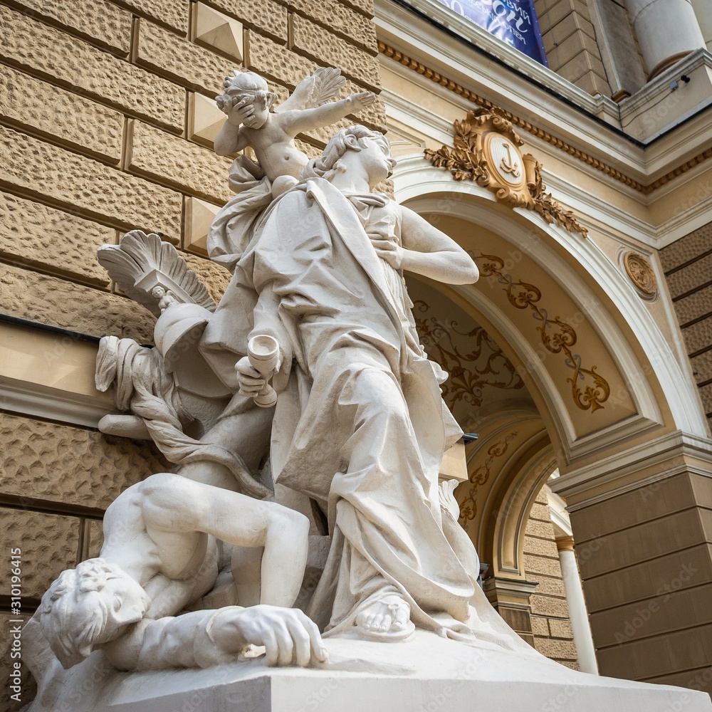Sculpture on the facede of  Odessa National Academic Theater of Opera and Ballet.