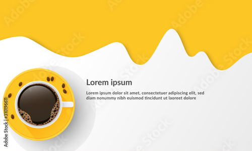 yellow coffee cup . for banner, background, presentation and other