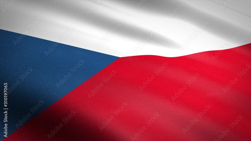 Flag of the Czech Republic. Realistic waving flag 3D render illustration with highly detailed fabric texture Flag of the Czech Republic. Realistic waving flag 3D render illustration with highly detailed fabric texture