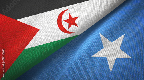 Western Sahara and Somalia two flags textile cloth, fabric texture