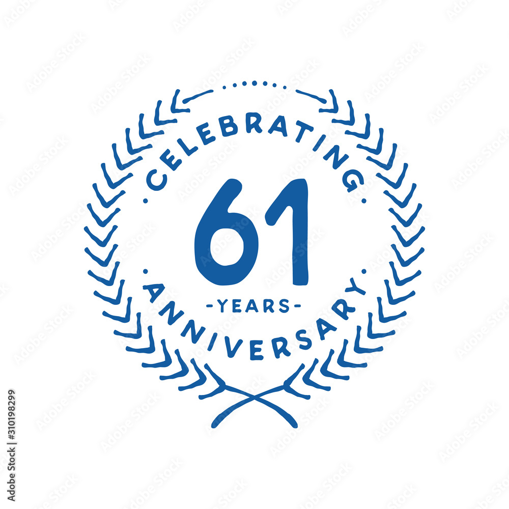 61 years design template. 61st logo. Vector and illustration. 61 years design template. 61st logo. Vector and illustration.
