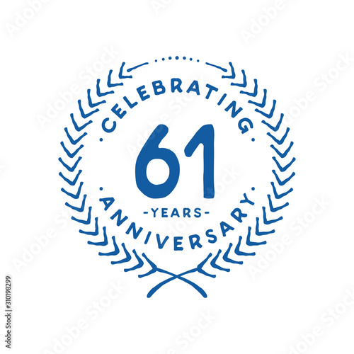 61 years design template. 61st logo. Vector and illustration.