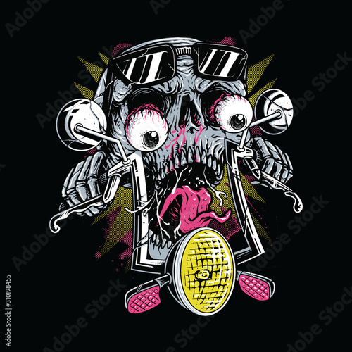 Skull Biker Graphic Illustration Vector Art T-shirt Design