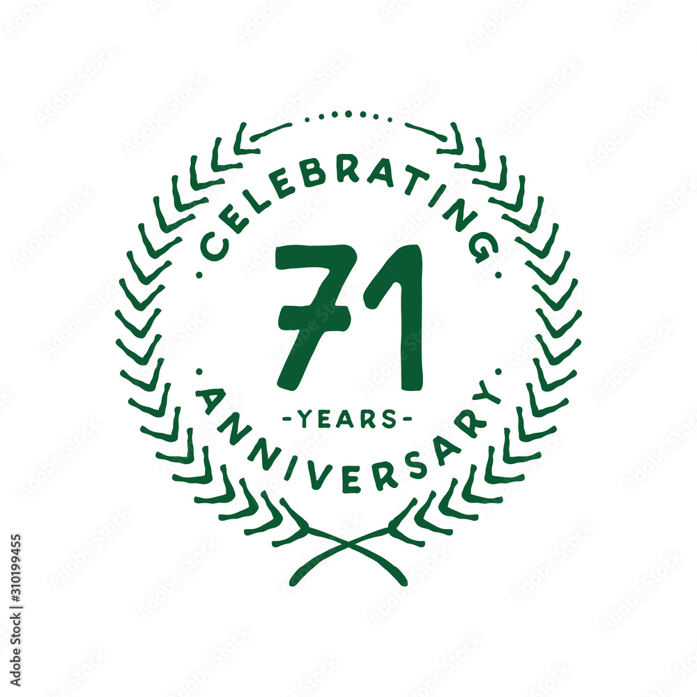 71 years design template. 71st logo. Vector and illustration. 71 years design template. 71st logo. Vector and illustration.