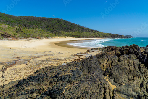  the paradisiacal beach of fraser island in beautiful weatherv