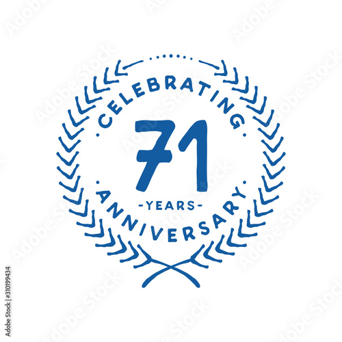71 years design template. 71st logo. Vector and illustration.