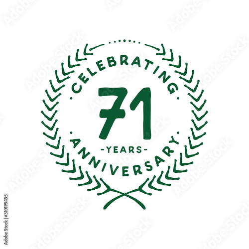 71 years design template. 71st logo. Vector and illustration.