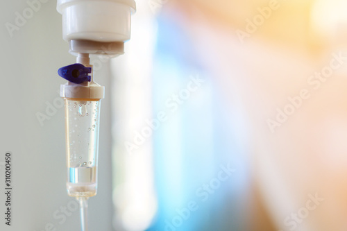 Set iv fluid intravenous drop saline drip in hospital room, Medical, Chemotherapy.