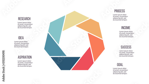 Business infographics. Heptagon chart with 7 steps, options. Vector diagram.