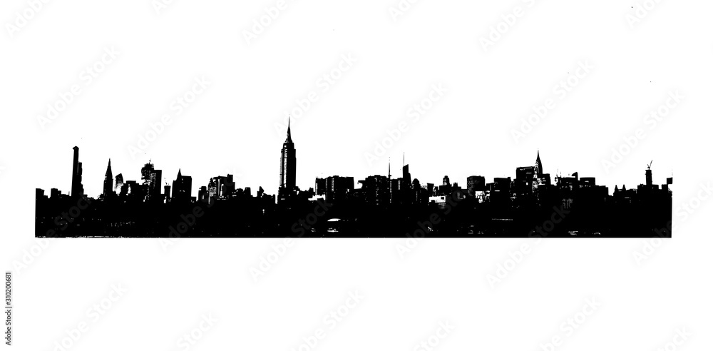 skyline city mega city black and white architecture horizontal banner silhouette design