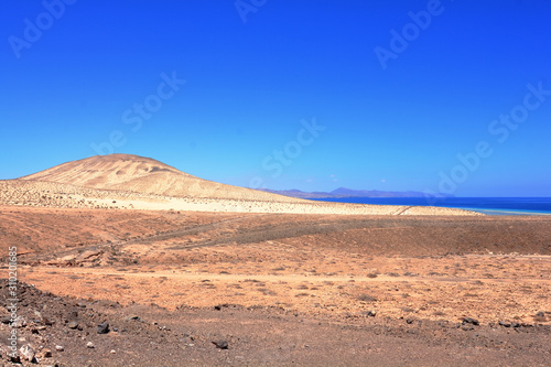 Landscape in a summer beautiful day near Playa de Sotavento  Fuerteventura  Canary Islands