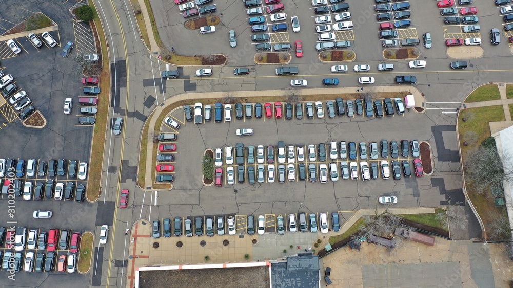 Mall Parking Lot Full (Drone)