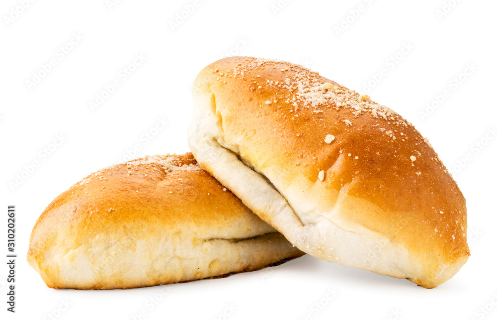 Two long buns on a white background. Isolated