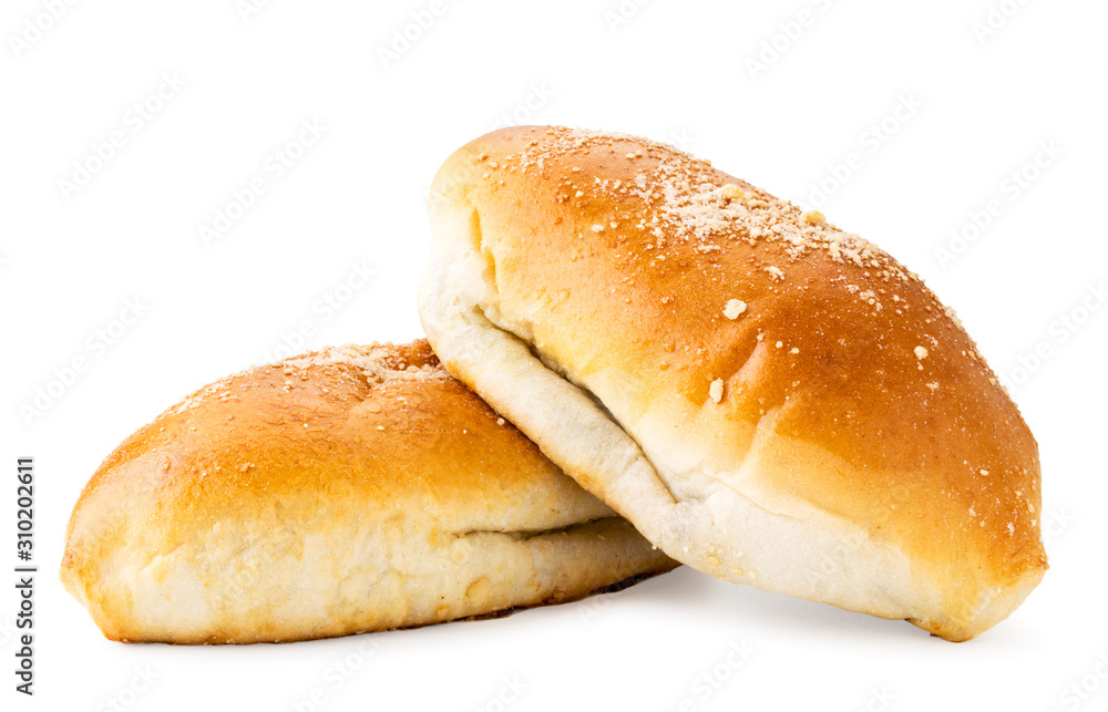 Two long buns on a white background. Isolated Two long buns on a white background. Isolated