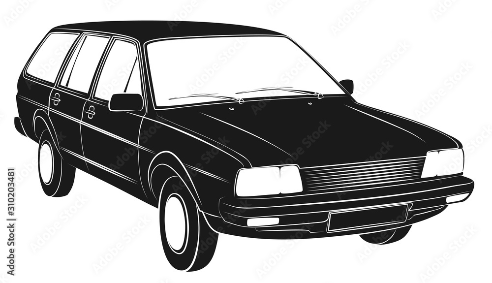 The Sketch of a old retro car.