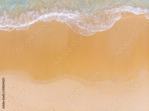 Aerial view white sand sea beach