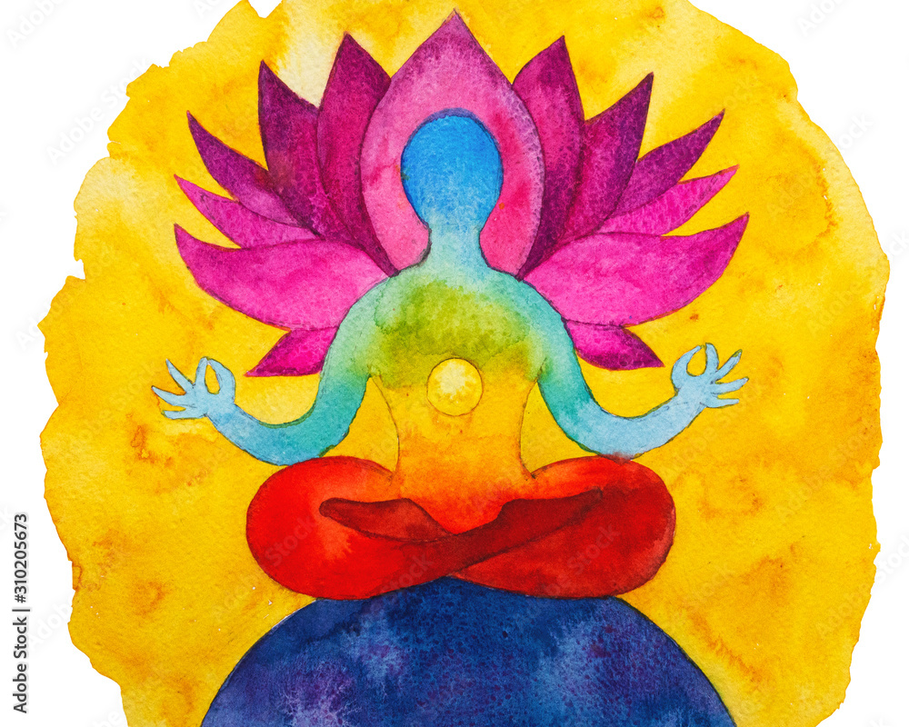 Disegno grafico yogi in posizione del loto - obrazy, fototapety, plakaty 