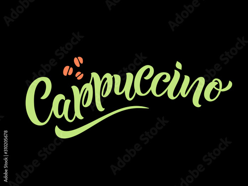 Coffee handwritten lettering .Coffee typography vector design for a coffee house. Design template celebration. Vector illustration.