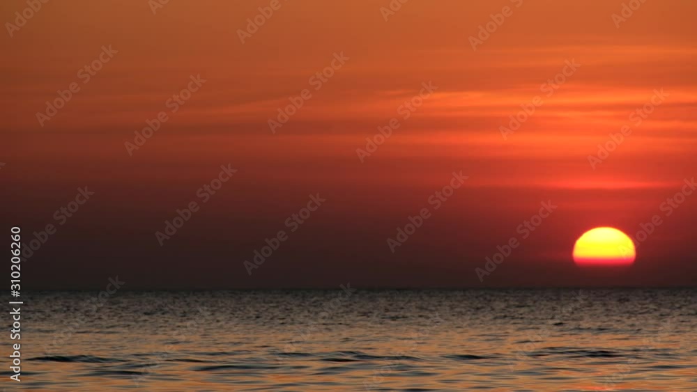 Wide angle video, ocean waves, evening time, sunset of the island. Nature concept And tourism Wide angle video, ocean waves, evening time, sunset of the island. Nature concept And tourism