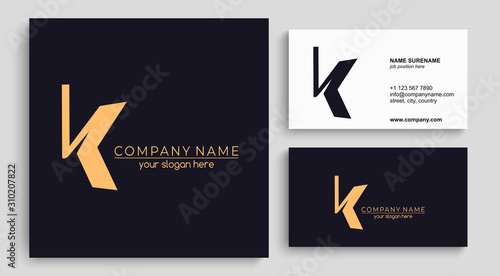 Letter K logo or monogram. blank for business card. For your business. Vector sign.