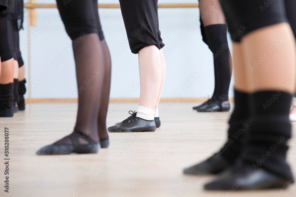 Ballet Dancers Practicing In Rehearsal Room Ballet Dancers Practicing In Rehearsal Room