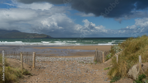 View of beach and Brandon Bay in County Kerry, Ireland photo