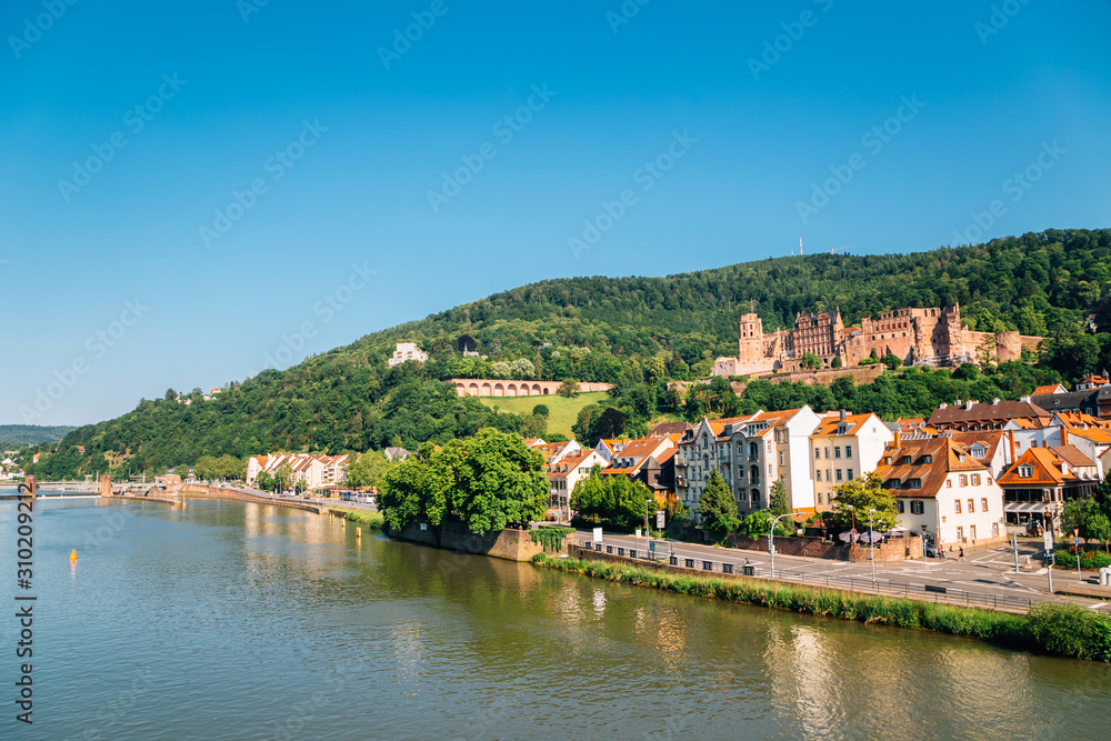 Heidelberg castle and river in Germany