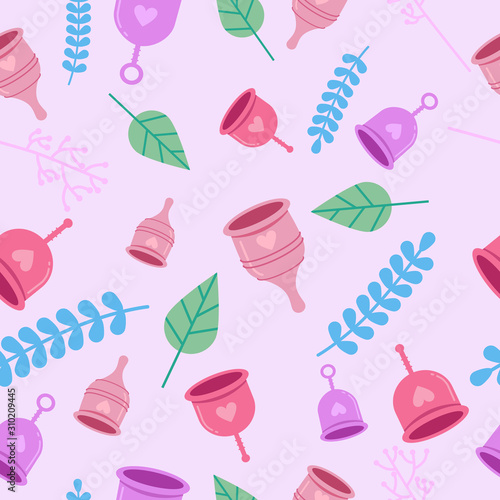 Menstrual cup seamless pattern.