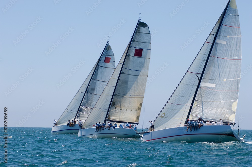 Naklejka premium Yachts Compete In Team Sailing Event