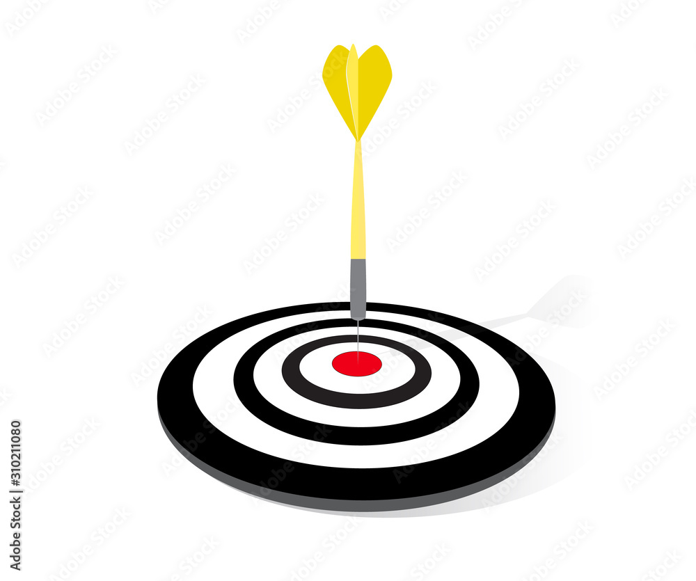 target dart with arrow on white background. Success target marketing Concept, sign symbol background, vector illustration. target dart with arrow on white background. Success target marketing Concept, sign symbol background, vector illustration.