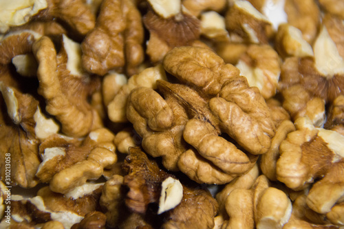 Walnuts on a white background.