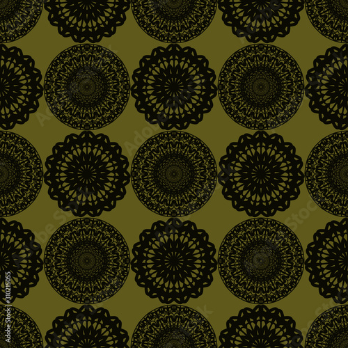 Seamless ethnic pattern with floral motives. Mandala stylized print template for fabric and paper. Boho chic design. Summer fashion.