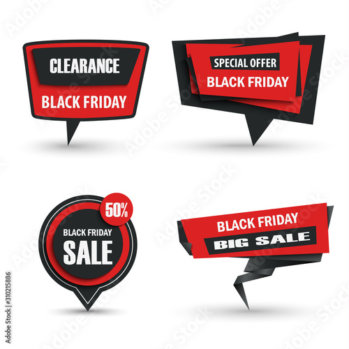 Collection black friday sale tags in dark design