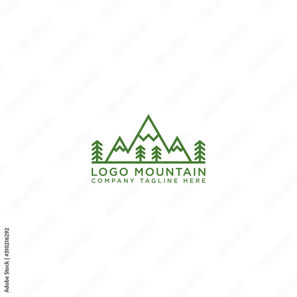 Creative logo design and unique symbols with mountains and rivers. - Vector