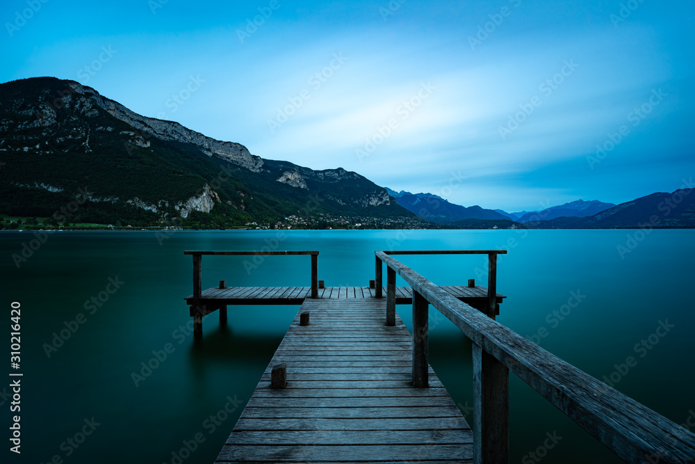 Wooden jetty at lake Annecy
