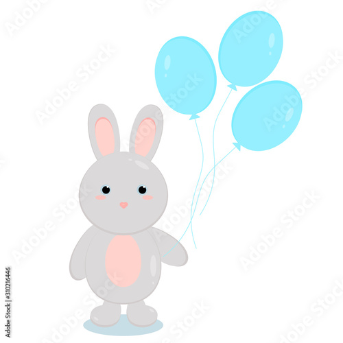 This is cute cartoon rabbit on white background. illustration in flat style. Easter bunny. Baby here.